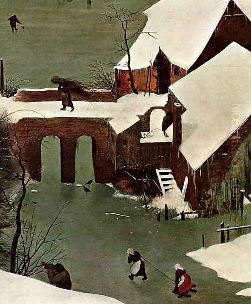 The Hunters in the Snow (detail) Oil Painting by Pieter the Elder Bruegel