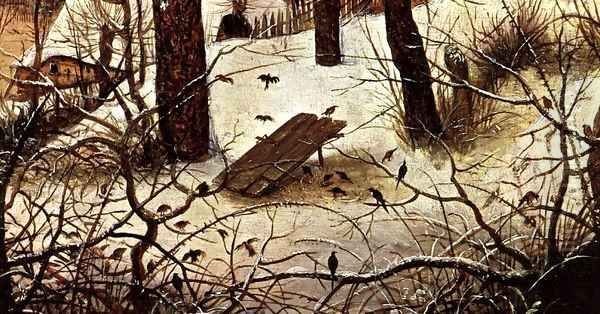 Winter Landscape with Skaters and a Bird Trap (detail) 2 Oil Painting by Pieter the Elder Bruegel