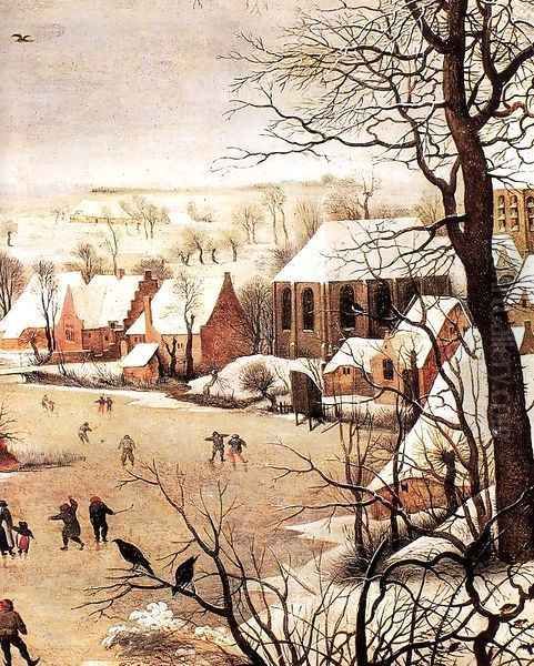 Winter Landscape with Skaters and a Bird Trap (detail) Oil Painting by Pieter the Elder Bruegel