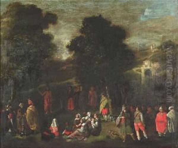 The Homily Of Saint John The Baptist. Oil/canvas/canvas Oil Painting by Adriaen The Elder Verdoel