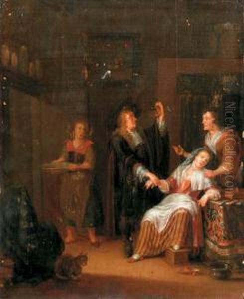 The Doctor's Visit Oil Painting by Adriaen The Elder Verdoel