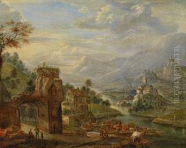 Eine Weite Flusslandschaft Oil Painting by Cornelis Verdonck