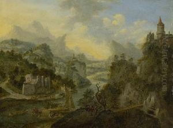 Phantastische Flusslandschaft. Oil Painting by Cornelis Verdonck