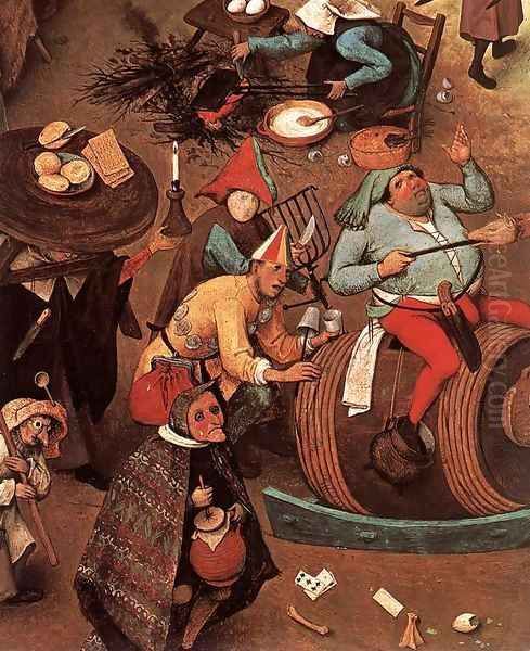 The Fight between Carnival and Lent (detail) Oil Painting by Pieter the Elder Bruegel