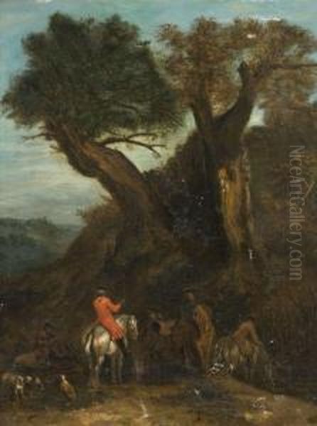 Halte De Chasseurs Oil Painting by Jan Peeter Verdussen