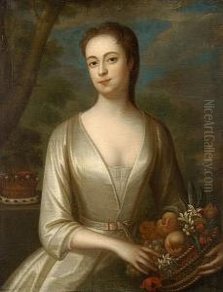 Portrait Of A Lady Believed To Be Lady Clinton Countess Of Lincoln Oil Painting by Maria Verelst