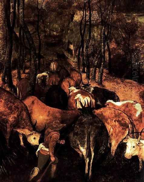 The Return of the Herd (detail) Oil Painting by Pieter the Elder Bruegel