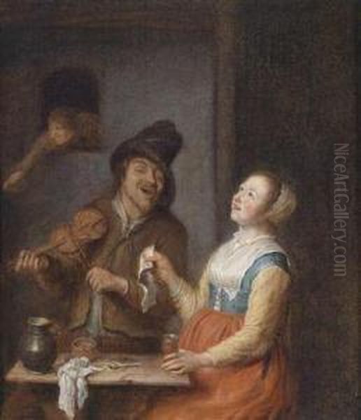 Tavern Scene Oil Painting by Pieter Harmensz Verelst