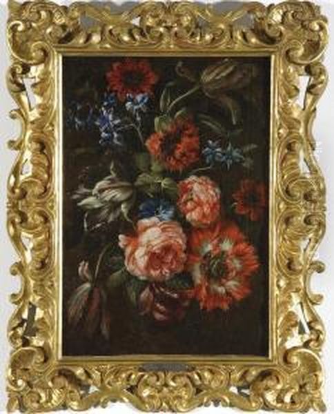 Natura Morta Con Fiori Oil Painting by Simon Pietersz. Verelst