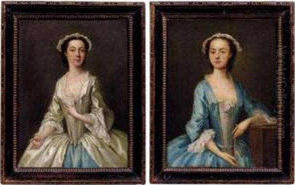 Portraits Of Two Ladies Oil Painting by Willem Verelst