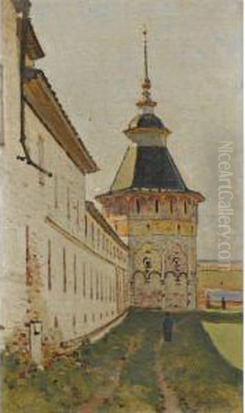 Monastery Tower Oil Painting by Vasily Vasilievich Vereschagin