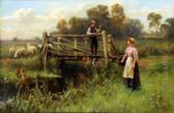 Meeting By The Brook Oil Painting by Arthur Verey