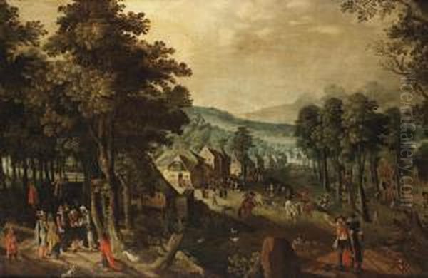 A Village Kermesse On St. George's Day Oil Painting by Tobias van Haecht (see Verhaecht)