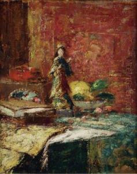 Nature Morte A La Statuette Chinoise Oil Painting by Alfred Verhaeren