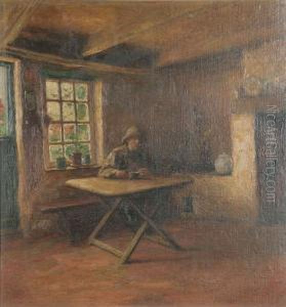 Visser In Interieur Oil Painting by Pieter Verhaert