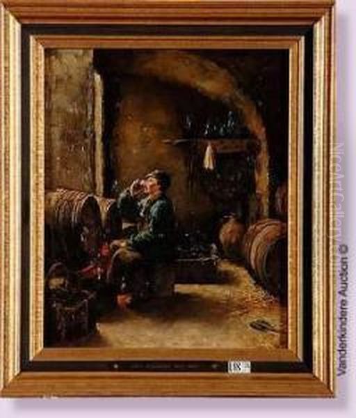 Le Bon Buveur En Cave Oil Painting by Pieter Verhaert