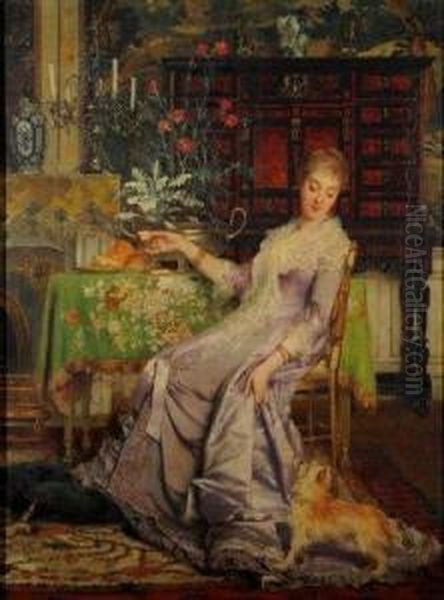 Dame In Interieur Oil Painting by Frans Verhas