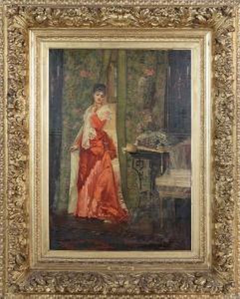 Vrouw In Boudoir Oil Painting by Frans Verhas