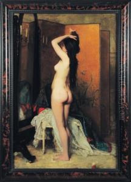 Nu Au Miroir Oil Painting by Jan Francios Verhas