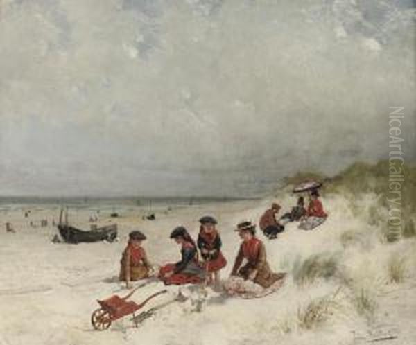 A Day At The Beach Oil Painting by Jan Francios Verhas