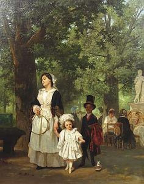 Afternoon In The Park Oil Painting by Jan Francios Verhas