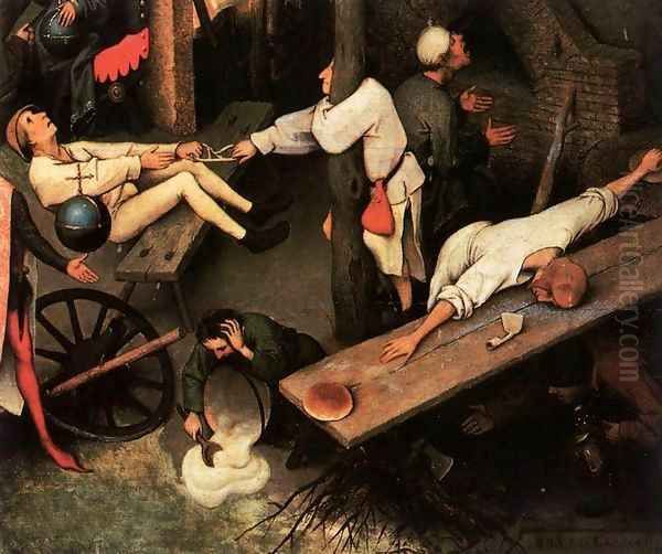 Netherlandish Proverbs (detail) 2 Oil Painting by Pieter the Elder Bruegel