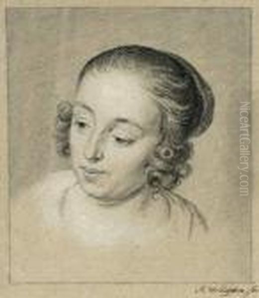 Portrat Einer Jungen Frau, Im Halbprofil Nach Links Schauend Oil Painting by Mattheus Verheyden