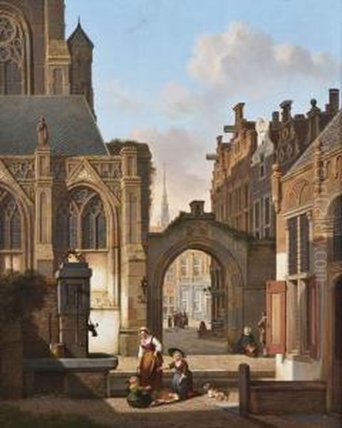 Am Brunnen Vor Der Kathedrale Oil Painting by Jan Hendrik Verheijen