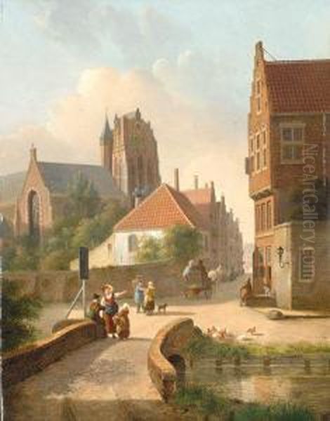 Heading To Town Oil Painting by Jan Hendrik Verheijen