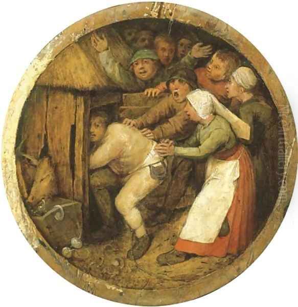 The Drunkard pushed into the Pigsty Oil Painting by Pieter the Elder Bruegel