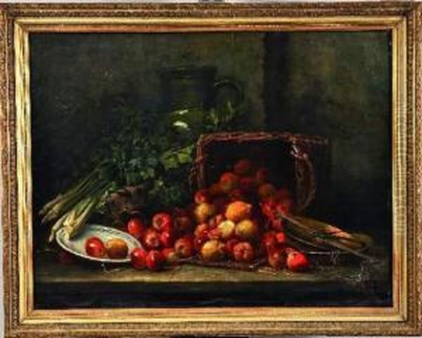 nature Morte Aux Pommes Oil Painting by Seraphin Achille Verhoeven