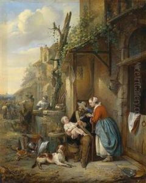 The Landsknechts Relaxing Oil Painting by Adrien Joseph Verhoeven-Bell