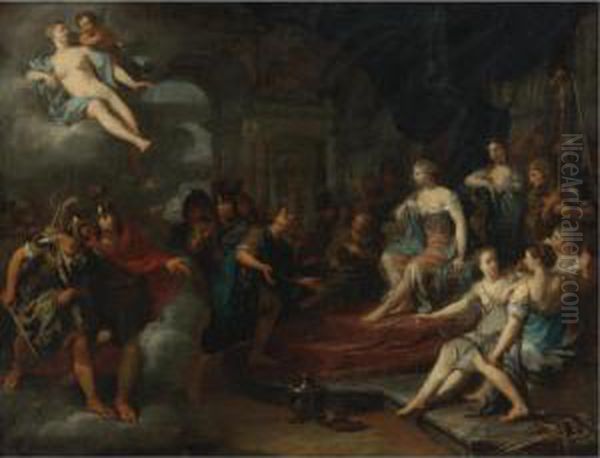 Dido And Aeneas Oil Painting by Nicholas Verkolje