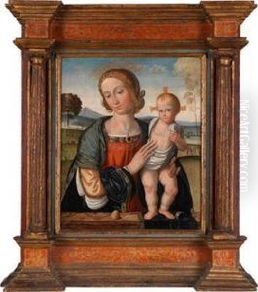 Die Madonna Mit Demchristuskind In Einer Weiten Landschaft Oil Painting by Francesco Verla