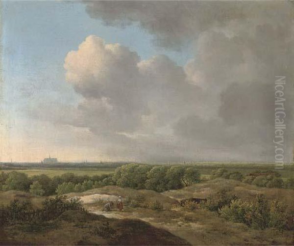 An Extensive Landscape With Children Picking Fruit Oil Painting by Jan Wijnants