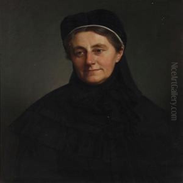 Portrait Of Mrs. Councillor Benedicte Collin Oil Painting by Frits Johann Freder. Vermehren