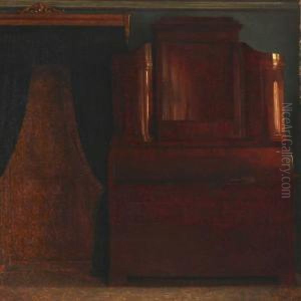 Interior With A Bureau Oil Painting by Frits Johann Freder. Vermehren