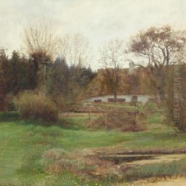 A View To A Farm Oil Painting by Gustav Vermehren