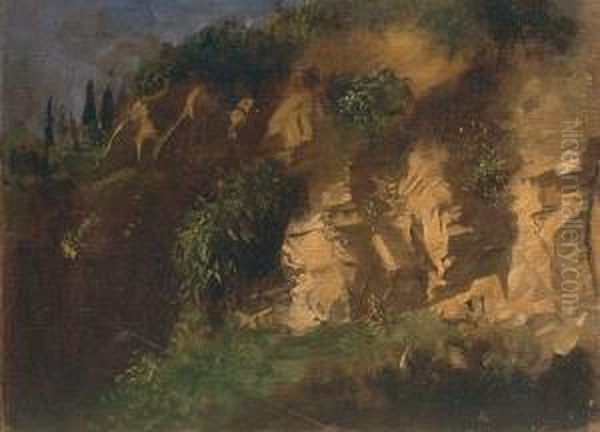 Paesaggio Con Rocce Oil Painting by Otto Vermehren