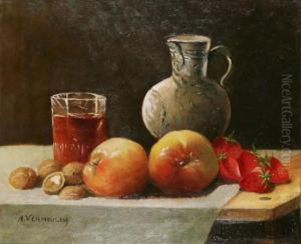 Still Life With Fruit Oil Painting by Abraham Adrianus Vermeulen