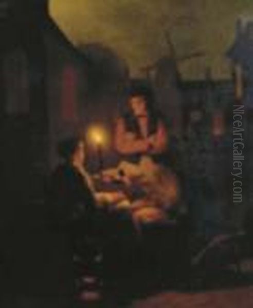 The Night Market Oil Painting by Andries Vermeulen