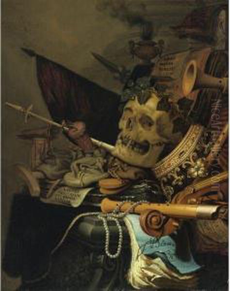 Vanitas Still Life Oil Painting by Jan Vermeulen