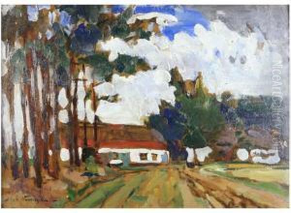 Study Of A Farmhouse Oil Painting by Alphonse Vermeylen