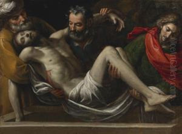 The Entombment Of Christ Oil Painting by Giuseppe Vermiglio