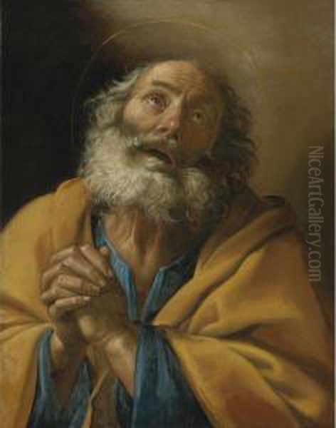 Penitent Saint Peter Oil Painting by Giuseppe Vermiglio