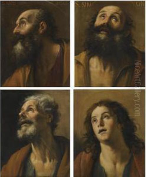 Saint Andrew; An Apostle; Saint Simeon; Saint John Theevangelist Oil Painting by Giuseppe Vermiglio