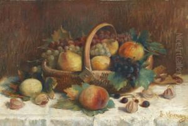 Stillleben Mit Fruchtekorb Oil Painting by Francois Vernay