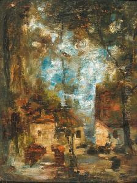 Maisons Dans Les Bois Oil Painting by Francois F.Miel, Dit Vernay