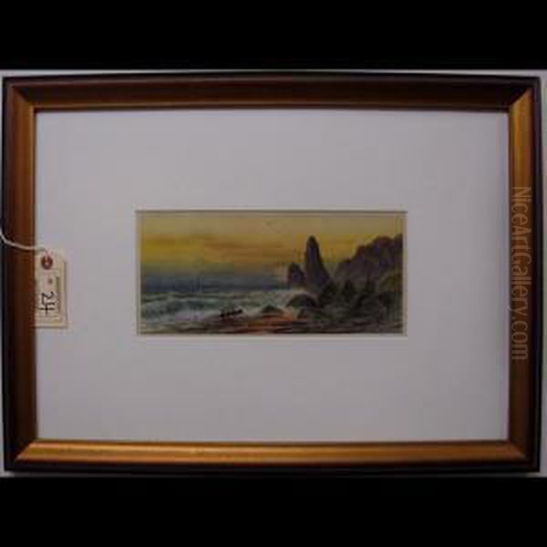 Coastal Sunset Oil Painting by Frederick Arthur Verner