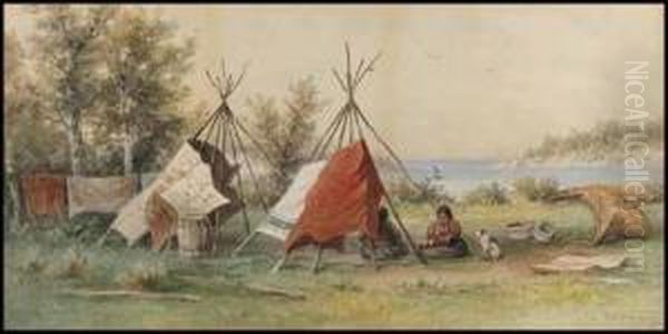 Canoe Encampment Oil Painting by Frederick Arthur Verner